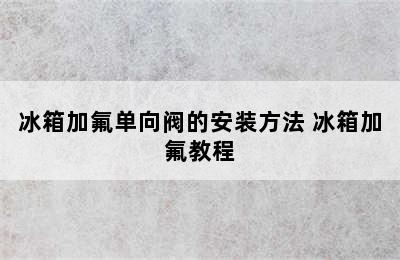 冰箱加氟单向阀的安装方法 冰箱加氟教程